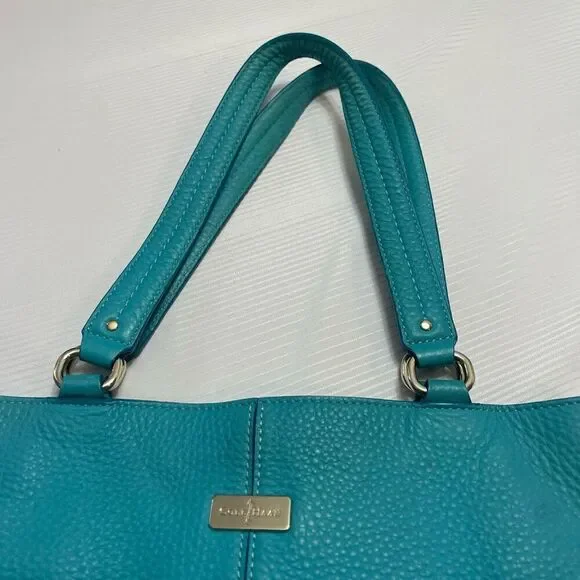 Cole Haan Blue Leather Tote Purse Handbag - Picture 4 of 10
